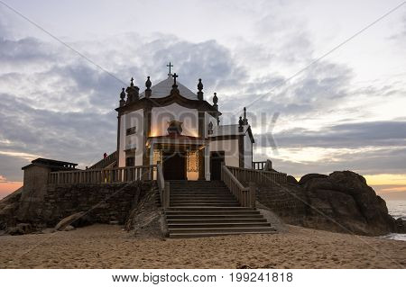 Capela do Senhor da Pedra on sunset Porto Portugal