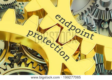 endpoint protection concept on the gearwheels 3D rendering