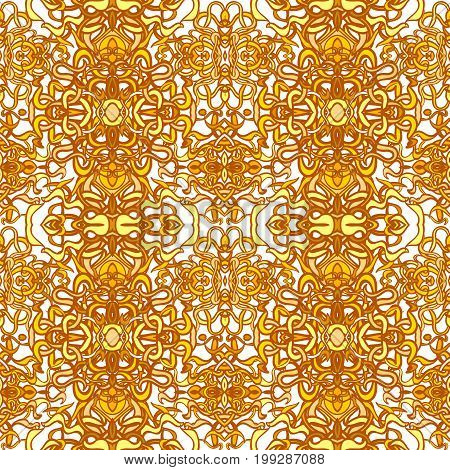 Vector seamless background with colorful abstract shape and lines of vegetative character in a modern style. Can be used for wallpaper, pattern fills, web page, textures, textile print, wrapping paper
