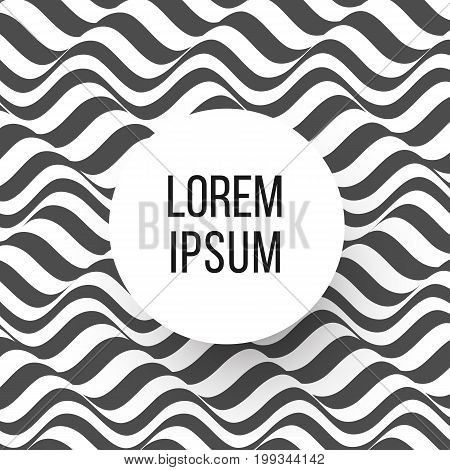Black and white stripes abstract background. 3d wave motion design element.