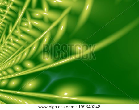 Green modern abstract fractal art with 3D effect. Unusual background illustration resembling plants. Creative graphic template free style. For projects layouts designs book covers flyers skins.