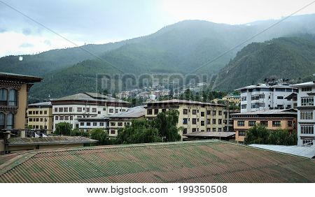Buildings At Downtown In Thimphu, Bhutan