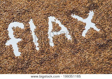 Flax Word Made From Flax Seeds On White Artist Canvas