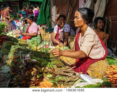 Rural Market In Yangon, Myanmar