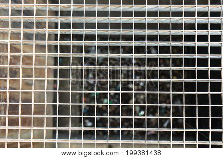 metal grid structure close up abstract shot