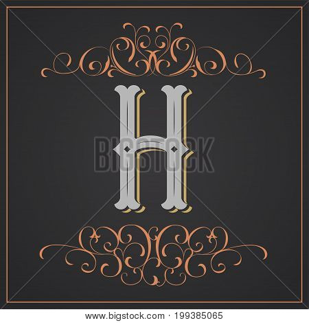 Retro style, western letter design. Letter H