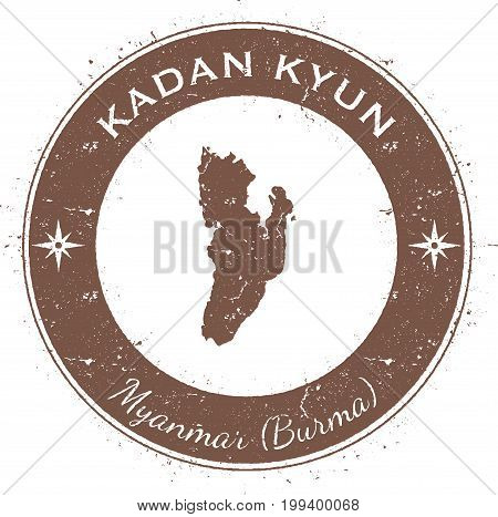 Kadan Kyun Circular Patriotic Badge. Grunge Rubber Stamp With Island Flag, Map And Name Written Alon