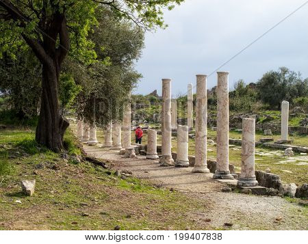 close up ruins from archaelogical site in Alanya