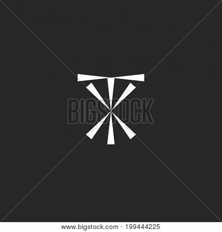 Initials TX logo mockup, typography XT emblem hipster design element template, modern letters symbols T and X together