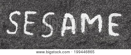 Sesame Word Made From Sesame Seeds On White Artist Canvas