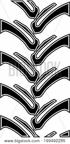 Tyre tread track of a typical generic tractor or off road vehicle