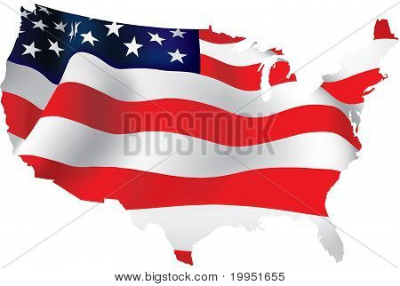 Mapa de Estados Unidos bandera de los Estados Unidos