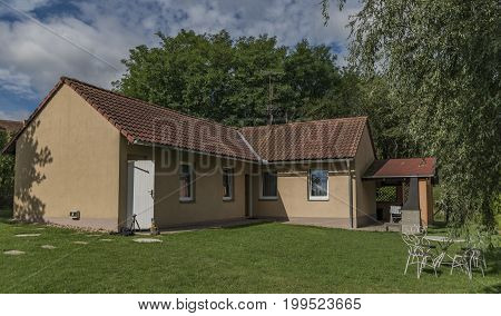 Small house pension in south Moravia in summer sunny morning