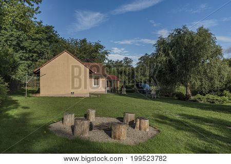 Small house pension in south Moravia in summer sunny morning