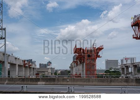 Construction Site Of Sky Train Bangsue-rangsit