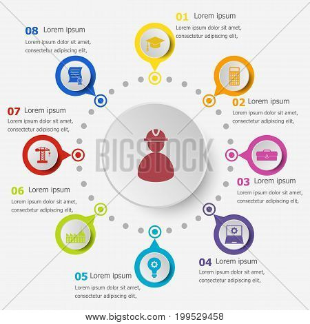 Infographic template with engineering icons, stock vector