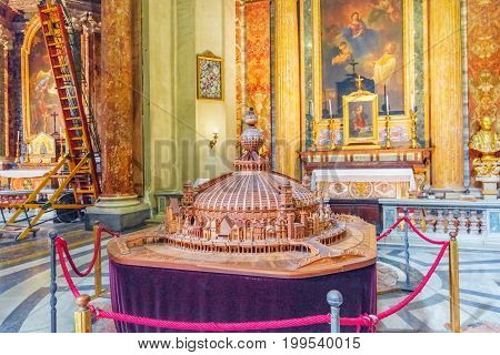 Rome, Italy - May 09, 2017 : Inside The Church Of St. Ignatius Of Loyola At Campus Martius (italian: