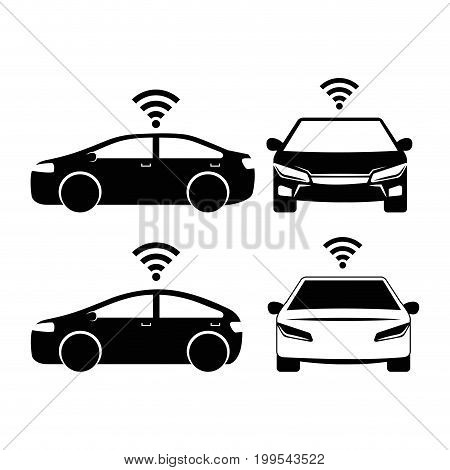 remote sensing system of smart car vehicle front view vector illustration