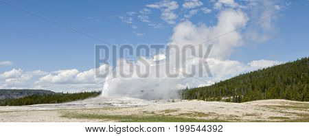 Old Faithful Geyser erupting at Yellowstone National Park, Wyoming