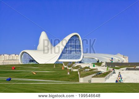 Baku,Azerbaijan. May 25, 2017. Heydar Aliyev Center, exhibition gallery in Baku