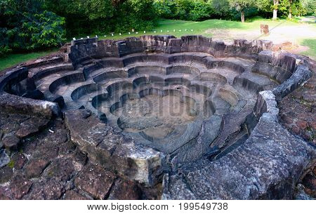 Lotus Pond aka Nelun Vihara at Polonnaruwa ancient city in Sri Lanka