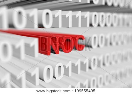 NOC in the form of a binary code with blurred background 3D illustration