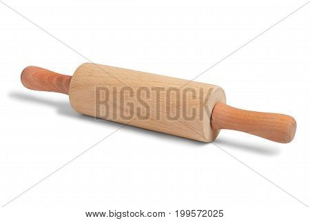Wooden rolling pin isolated on white background