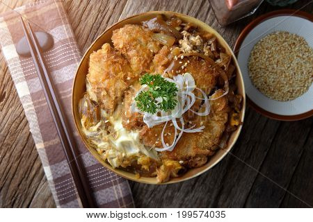 Katsudon Or Japanese Style Fried Pork.