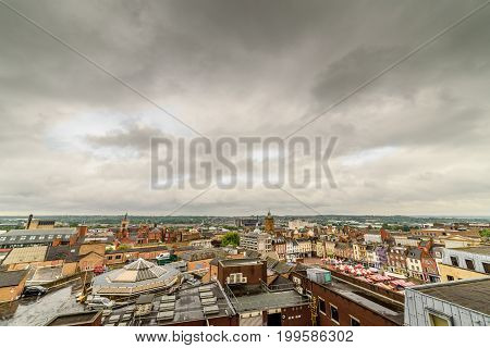 Cloudy Day Cityscape View of Northampton UK.