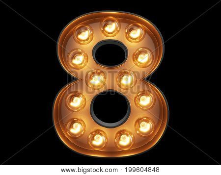 Light Bulb Digit Alphabet Character 8 Eight Font
