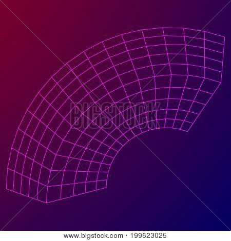 Wireframe Mesh Bend Box. Connection Structure. Digital Data Visualization Concept. Vector Illustration.