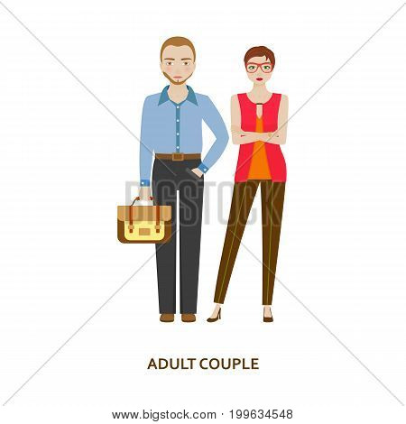 Adult couple character. Family without children. Cartoon vector illustration
