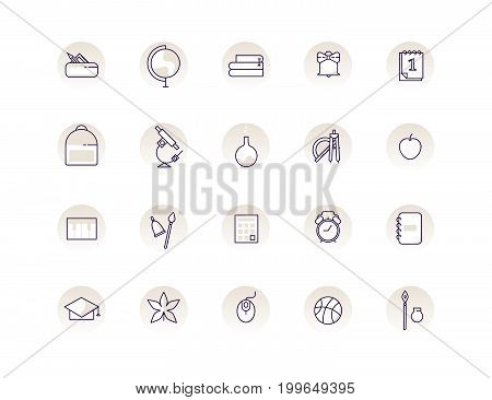 Back To School Line Icon Set. Education Vector Collection.