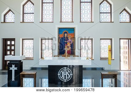 Kaunas, Lithuania - May 12, 2017: Inside Of Our Lord Jesus Christs Resurrection Basilica In Kaunas,