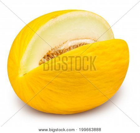 Yellow Eating Melon Isolated On White Background