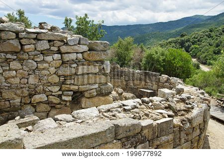 Stagira, Antique colony of the 7th century BC. Ruined in the fourth century BC, then rebuilt at the request of Aristotle. Aristotle's birthplace and burial site. Ruins are located near the village resort Olimpiada near the eastern coast of the peninsula o