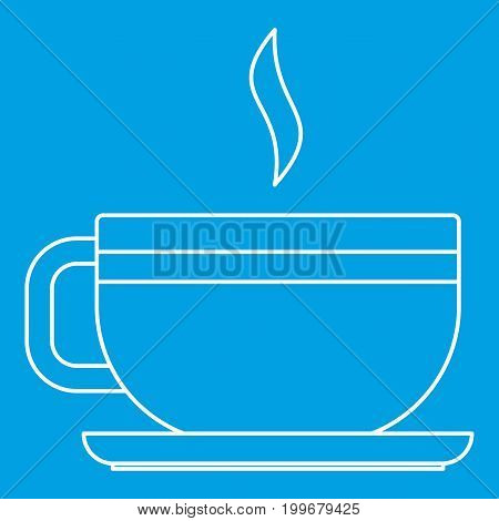Tea cup icon blue outline style isolated vector illustration. Thin line sign