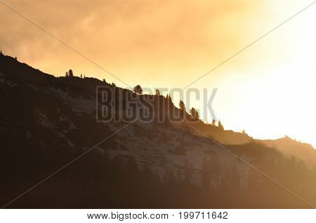 Winter mountain landscape in Austrian alps, Grossarl village
