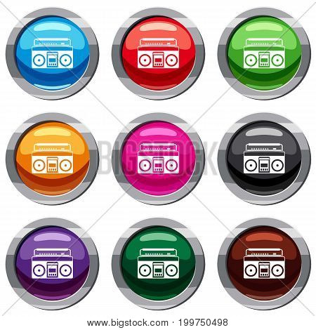Recorder set icon isolated on white. 9 icon collection vector illustration
