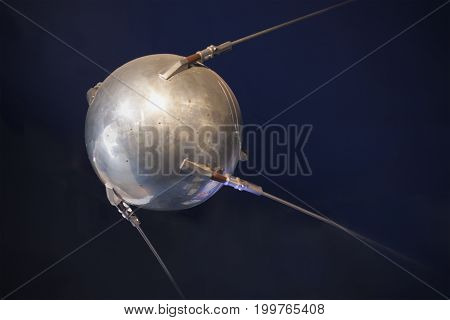 Sputnik close-up. Space technology pioneer. Vintage technology.