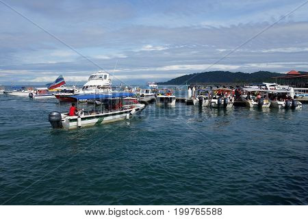 Tourist Boats At Jetty Jesselton Point, Kota Kinabalu