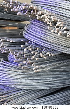 steel rod for construction in warehouse .