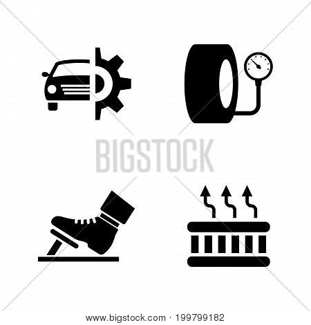 Car Parts. Simple Related Vector Icons Set for Video, Mobile Apps, Web Sites, Print Projects and Your Design. Black Flat Illustration on White Background.