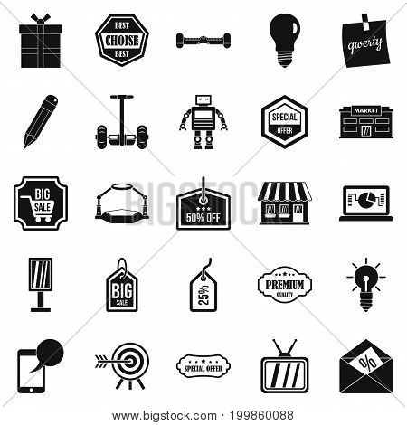Sale of advertising icons set. Simple set of 25 sale of advertising vector icons for web isolated on white background
