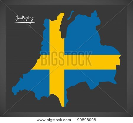 Jonkoping Map Of Sweden With Swedish National Flag Illustration