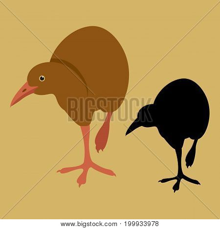 weka bird vector illustration flat style black silhouette