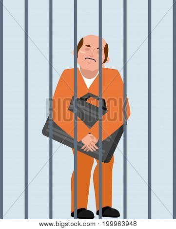 Grafter In Prison. Bribe Taker Is Arrested. Boss Is Behind Bars. Financial Criminal. Suitcase Of Mon
