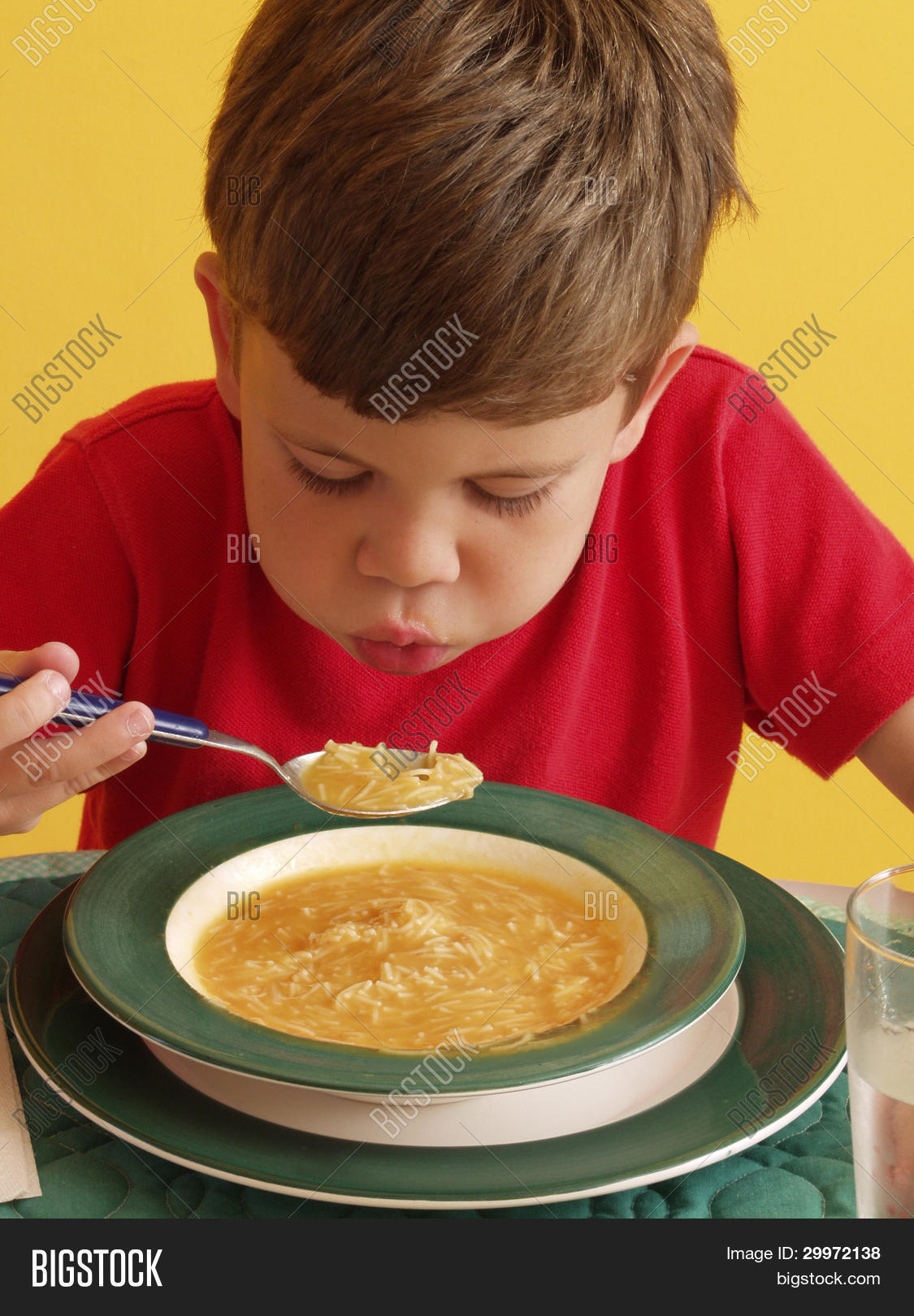 Little Kid Eating Soup Image Photo Free Trial Bigstock