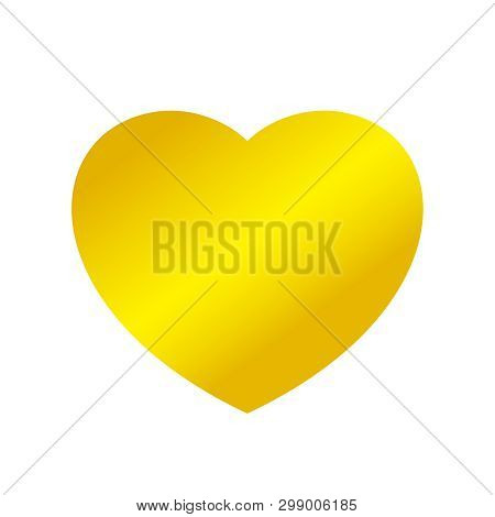 Gold Heart Shape Isolated On White Background, Golden Heart Shaped Icon, Gold Heart Logo, Image Of G