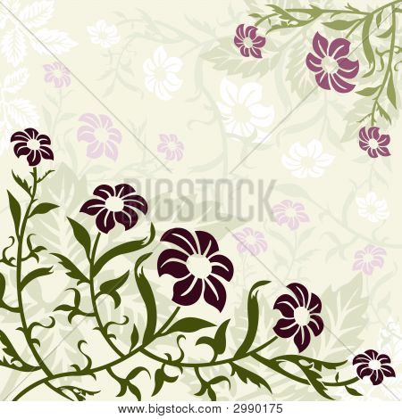 녹색과 보라색 꽃 배경